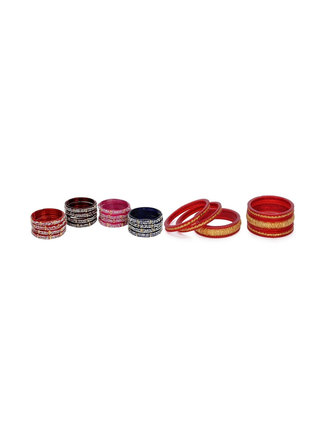 SOMIL Woman Set of 22 Red Glass Bangle