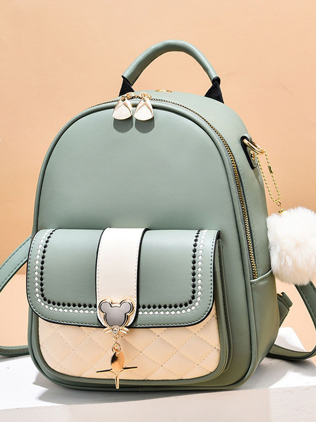 StyleCast Women Colourblocked Backpack with Keychain - 16 L