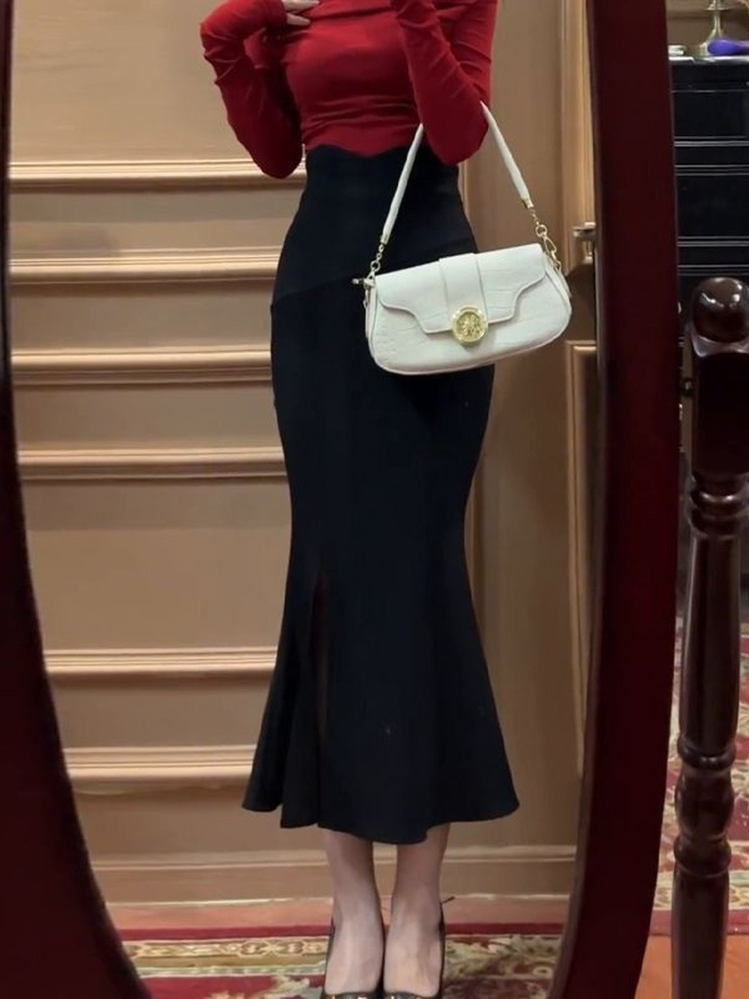 StyleCast x Revolte Women Midi Side Slit Trumpet Skirts