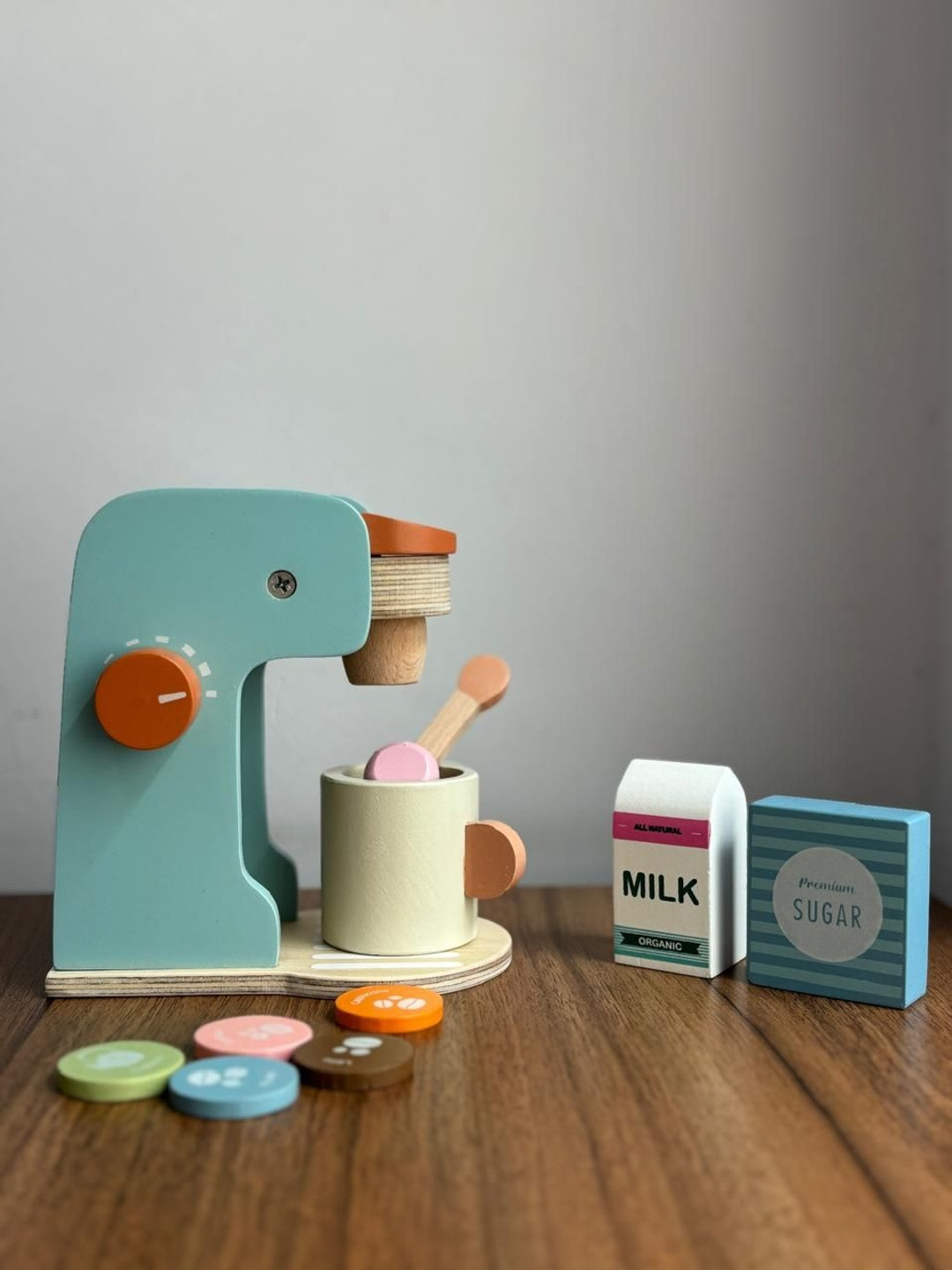 Playbox Multicolor Wooden My Own Brew Coffee Maker Kitchen Pretend Play Toy Set