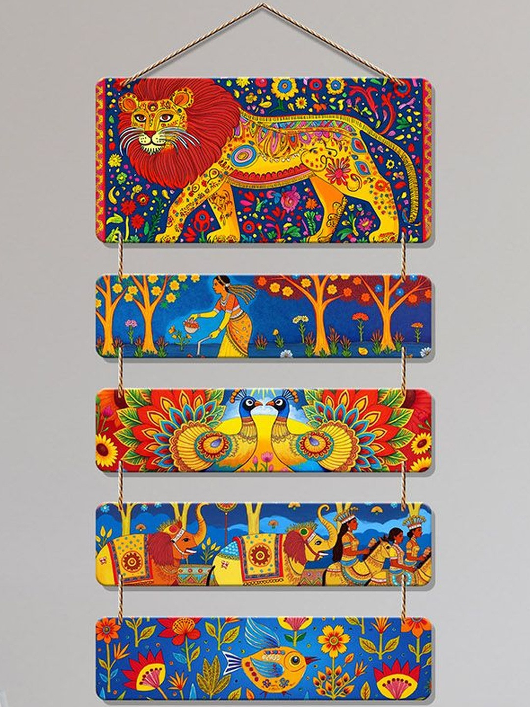 ArtVibes Indian Folk Art Motifs Wooden Wall Hanging