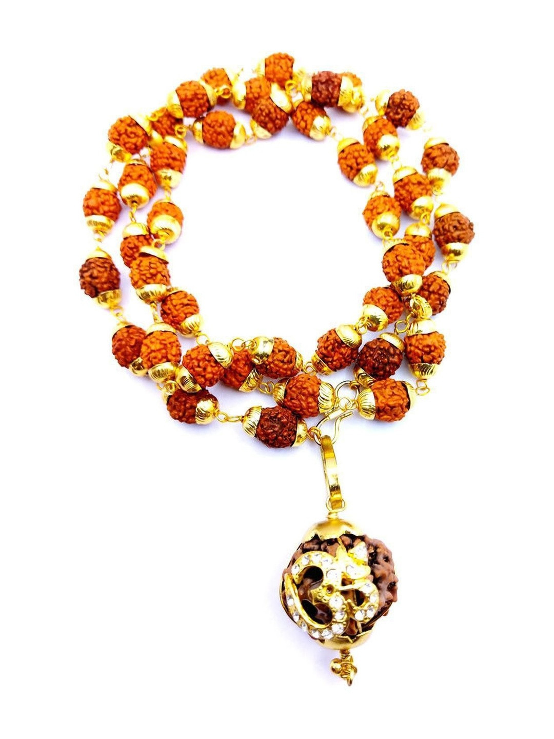 RAVIOUR LIFESTYLE Unisex Lord shiv punchmukhi rudraksha OM Pendants with Chains