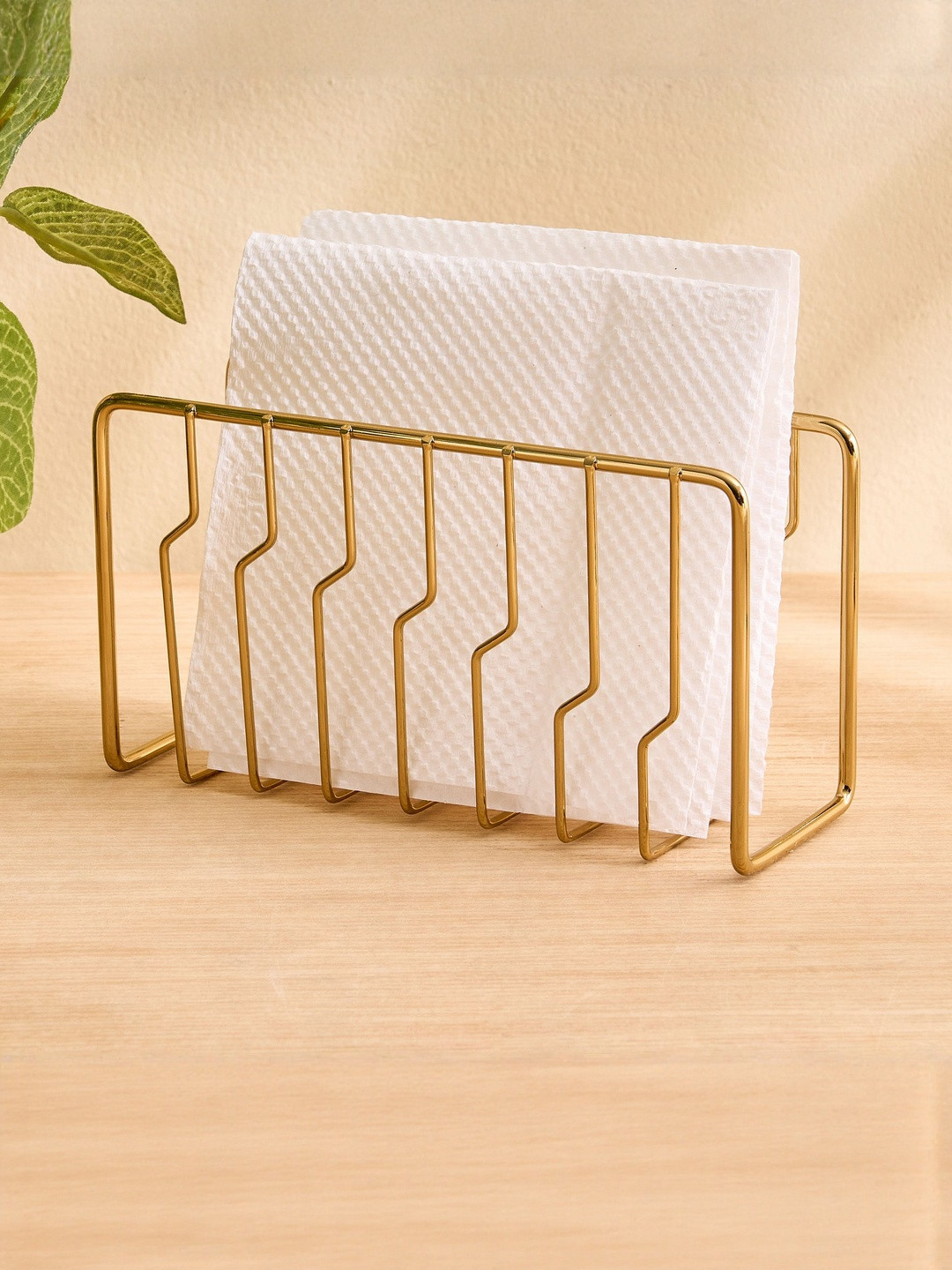 Home Centre Regal Luxe Aurum Gold-Toned Metal Tissue Holder