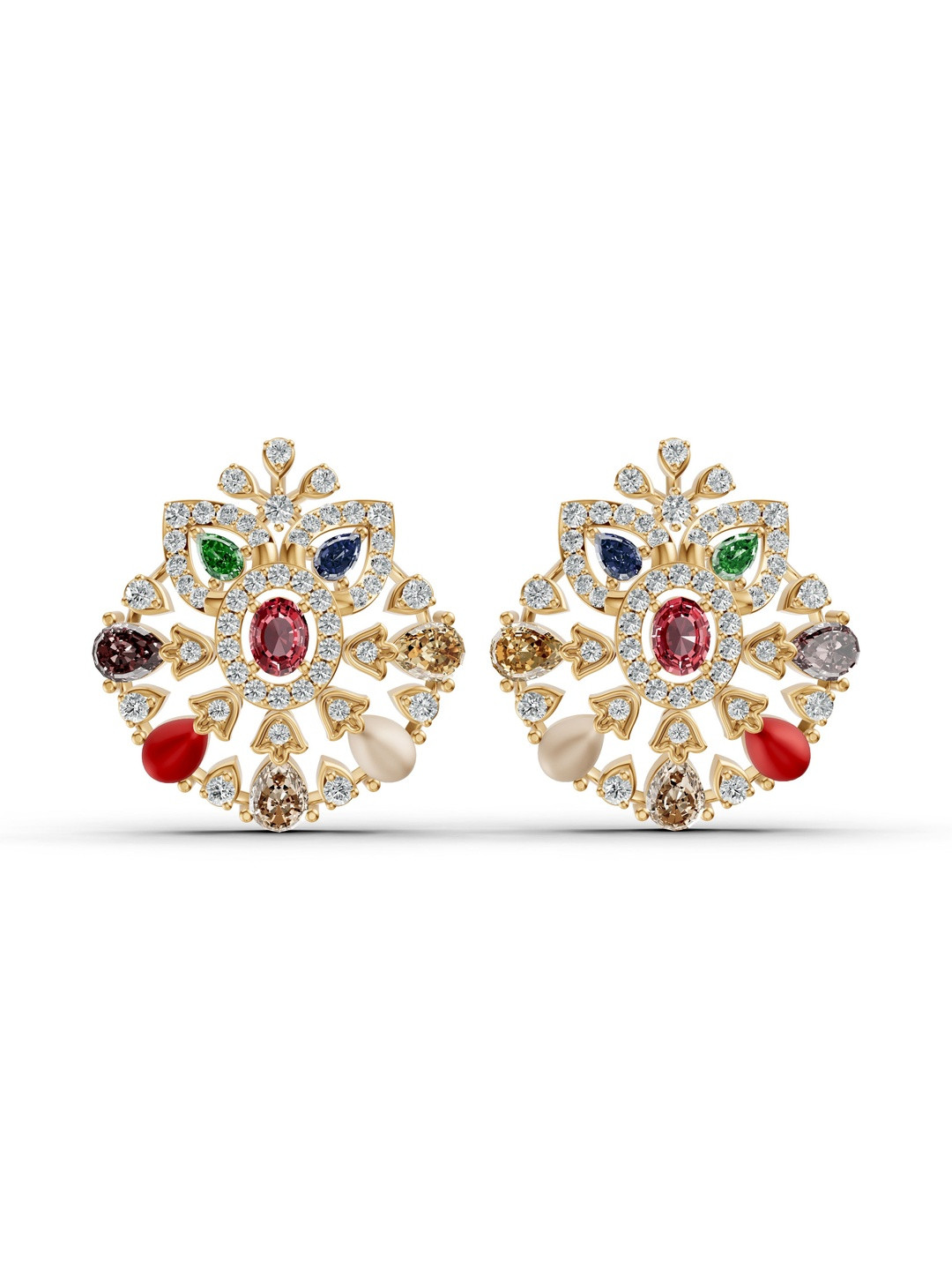 Wondr Diamonds 14KT Yellow Gold Lab Grown Diamond & Ruby Earrings - 6.91g