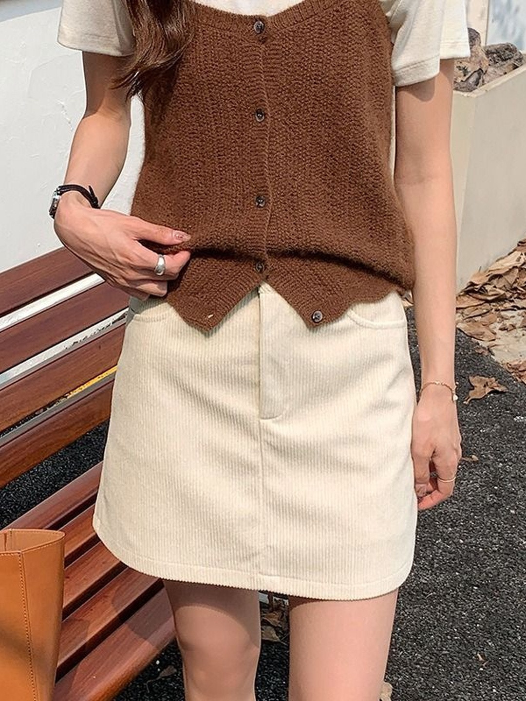 StyleCast x Revolte Striped Above Knee Straight Mini Skirt