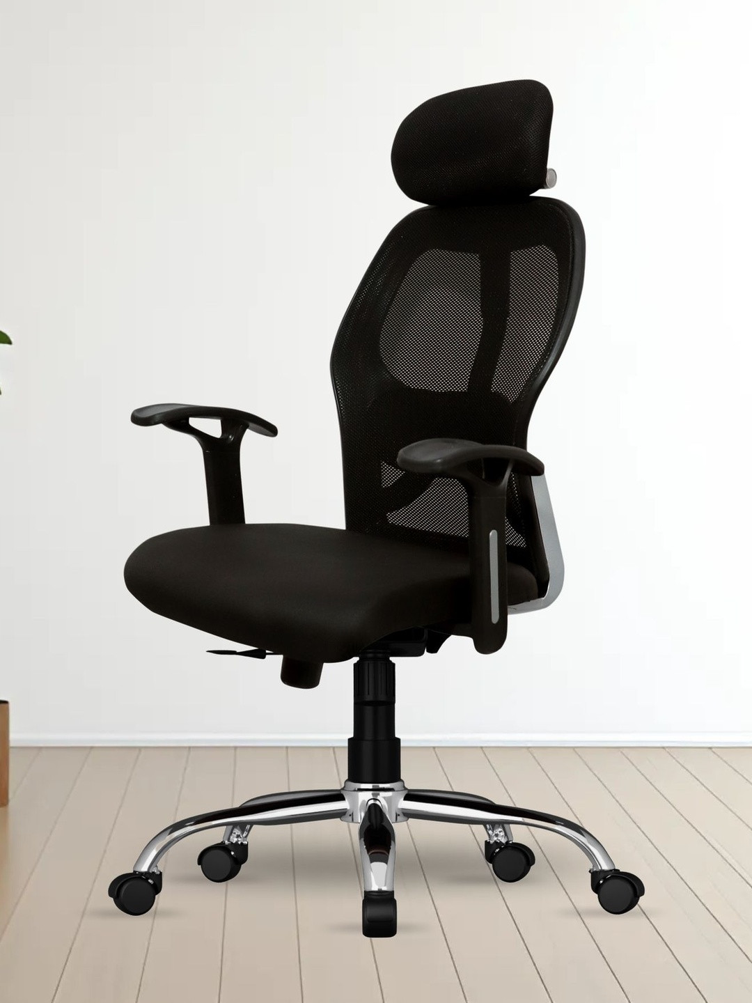 FUGO Black Ergonomic Adjustable Height Office Arm Chair