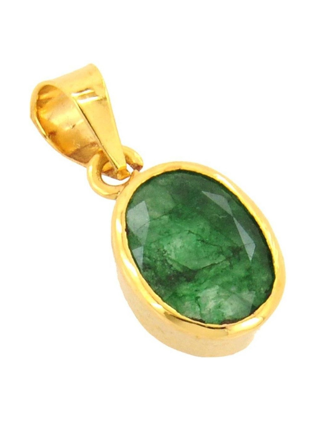 RAVIOUR LIFESTYLE Nirvana Gems 5.25 Ratti Emerald in Panchdhatu Gold-plated Pendant