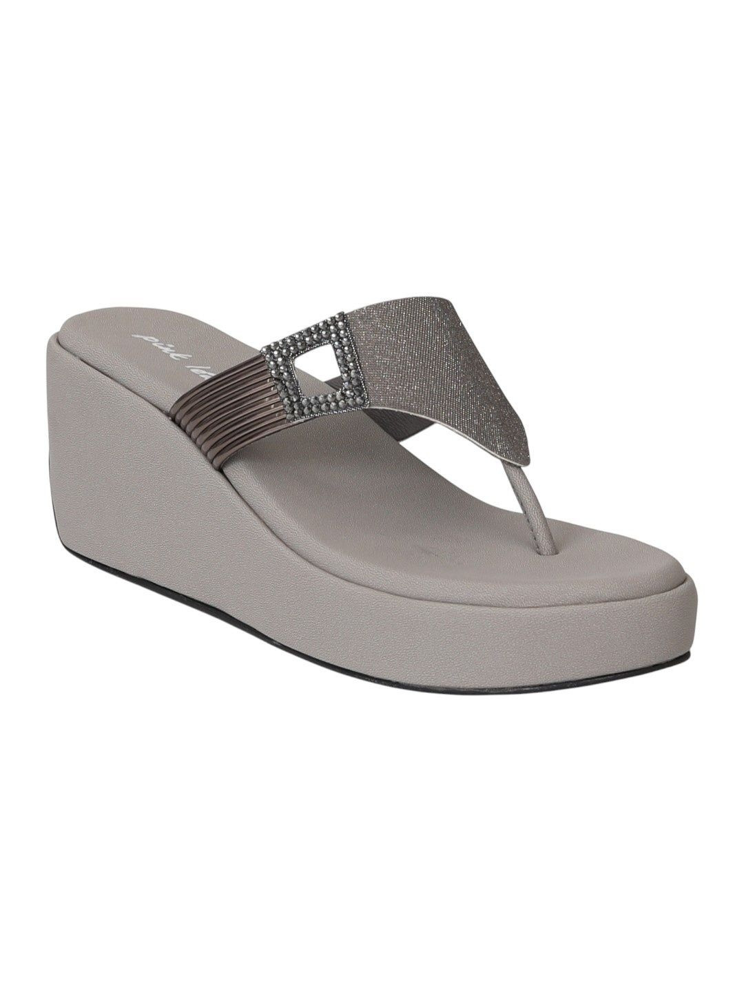 PINK LEAF Embellished Open Toe Wedge Heel Sandals