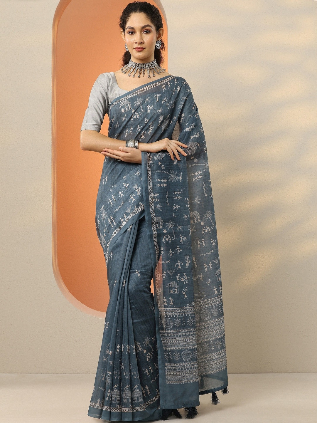 Libas Tribal Printed Saree with Blouse Piece