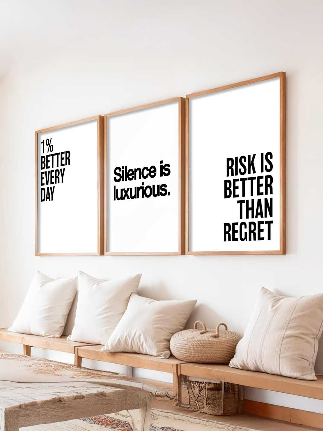 Kotart Set of 3 White Wood Motivational Wall Photographs