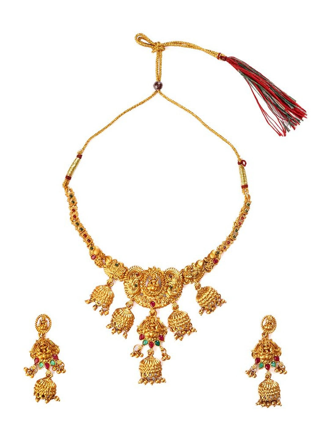 Kulin Gold Antique Polished Temple Jewellery Necklace Set
