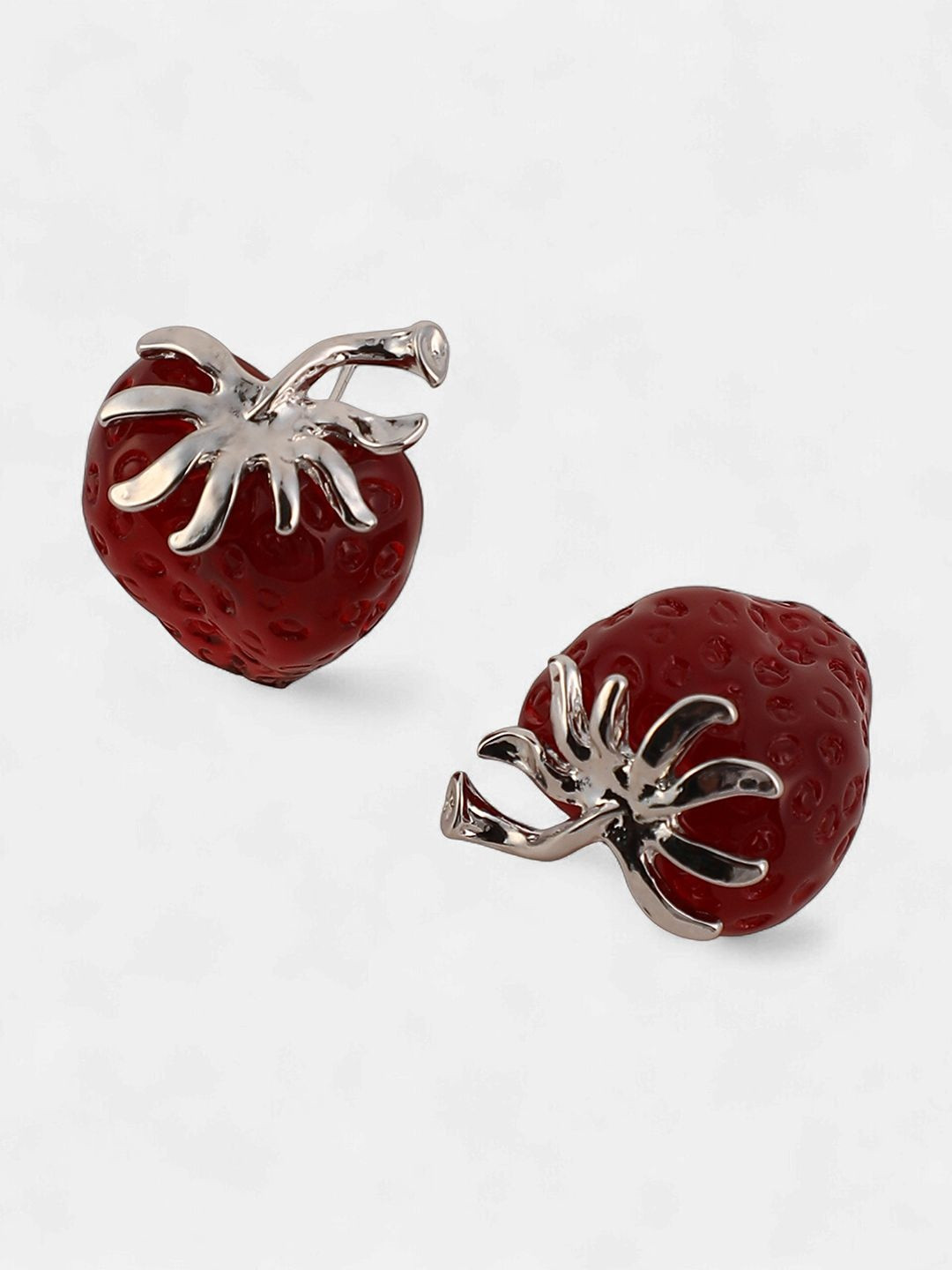 SOHI The Strawberry Silver-Plated Stud Earrings