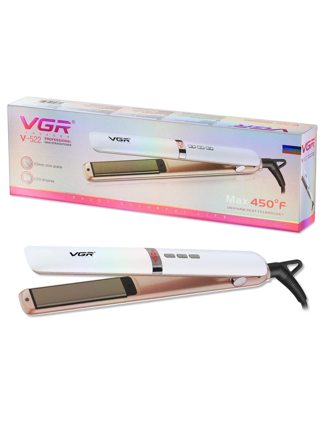 VGR V-522 Women Professional Hair Straightener With Slim Ceramic Plates - White