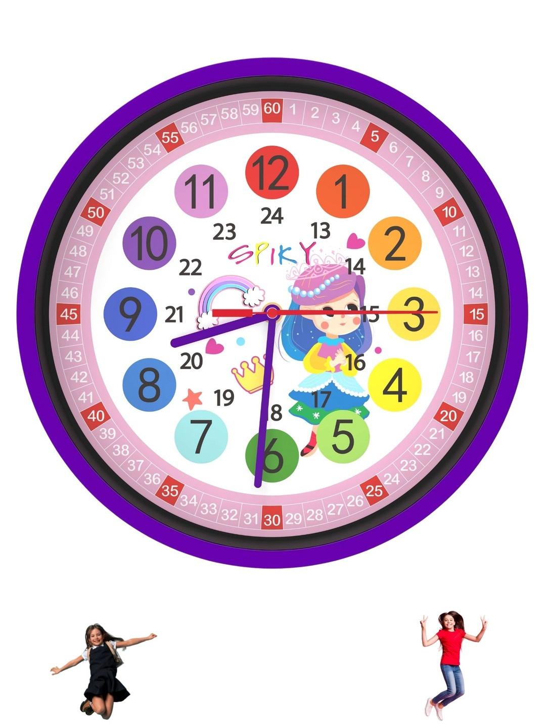 Spiky Purple & White Printed Vintage Wall Clock