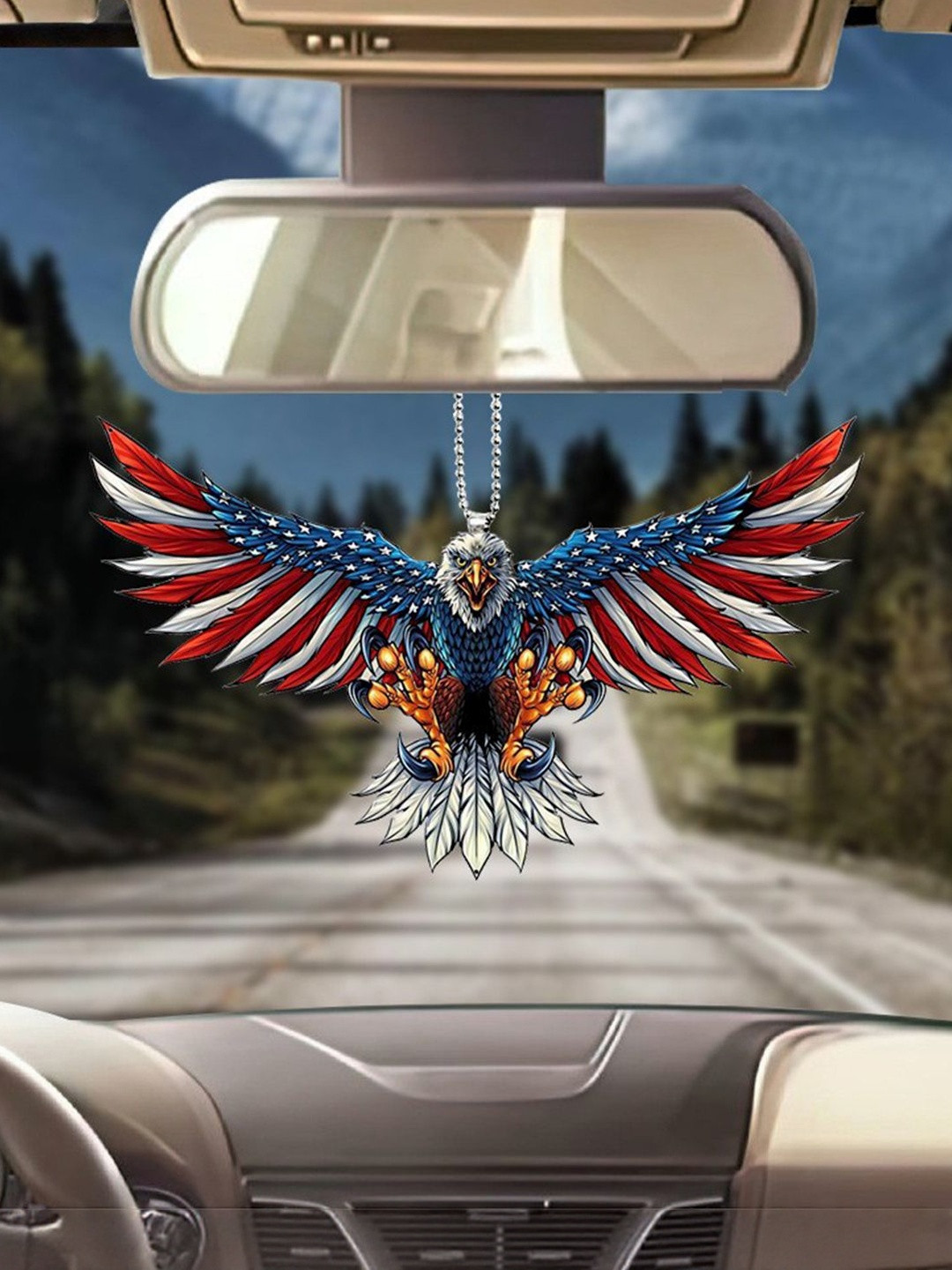 DEALSEVEN FASHION Blue Figurine Striking Eagle Design Miniature Car Interior Showpiece