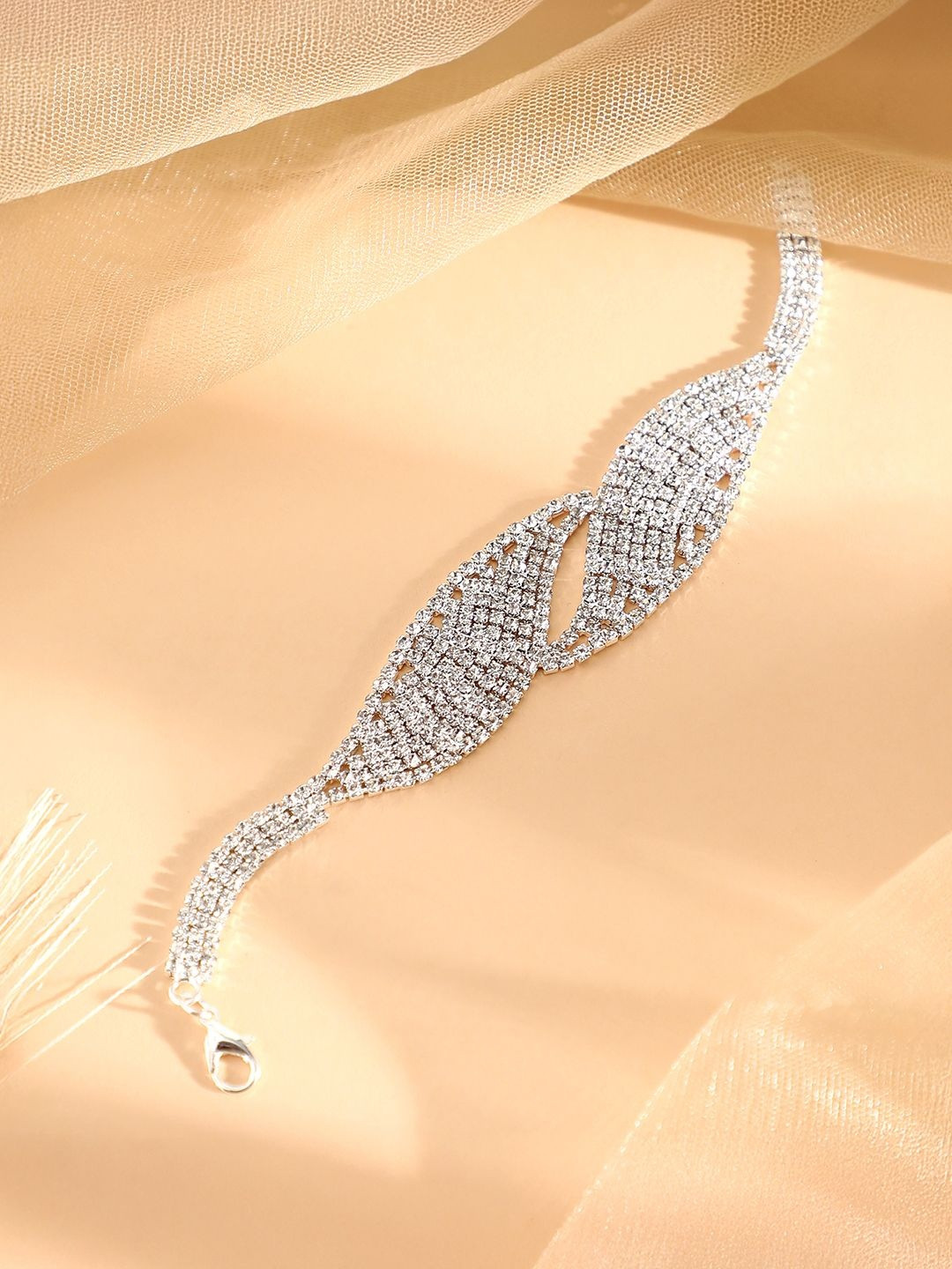 SOHI Silver-Plated The Swirl-Bling Statement Link Bracelet