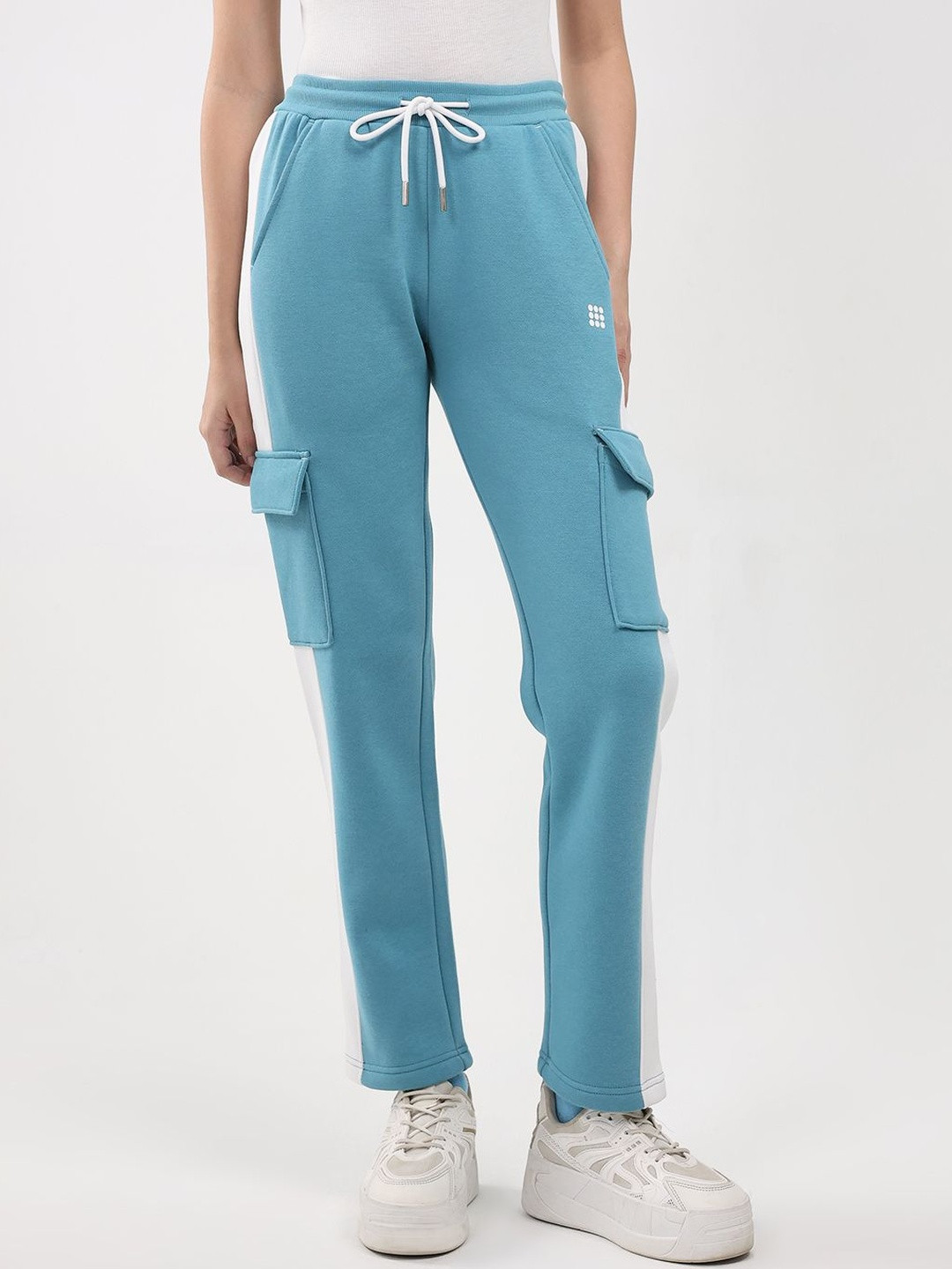 rock.it Women Colour Blocked Relaxed Fit Mid-Rise Cargo Track Pants