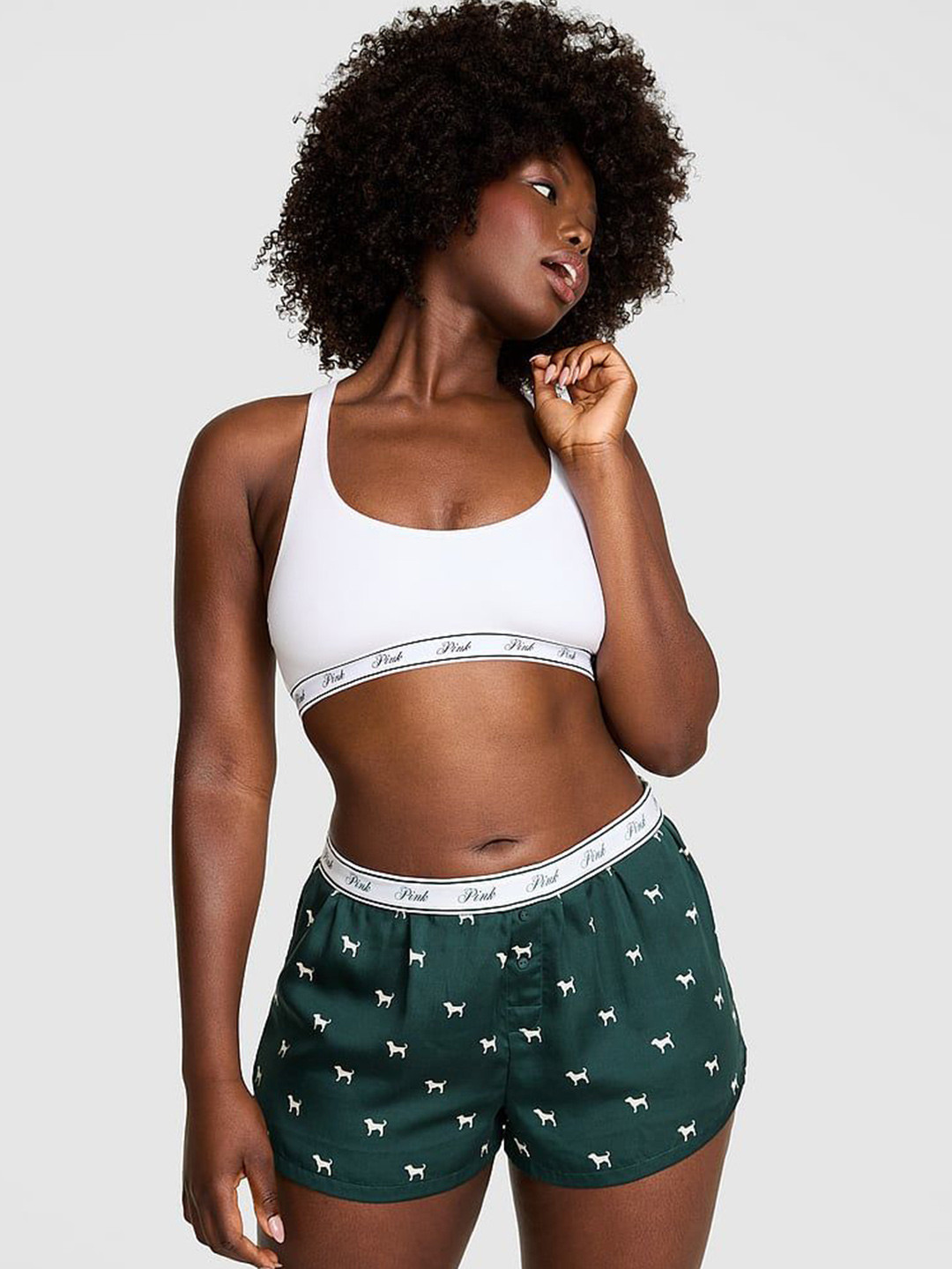 Victoria's Secret Women Graphic Printed Outer Elastic Boxy Pajama Lounge Shorts