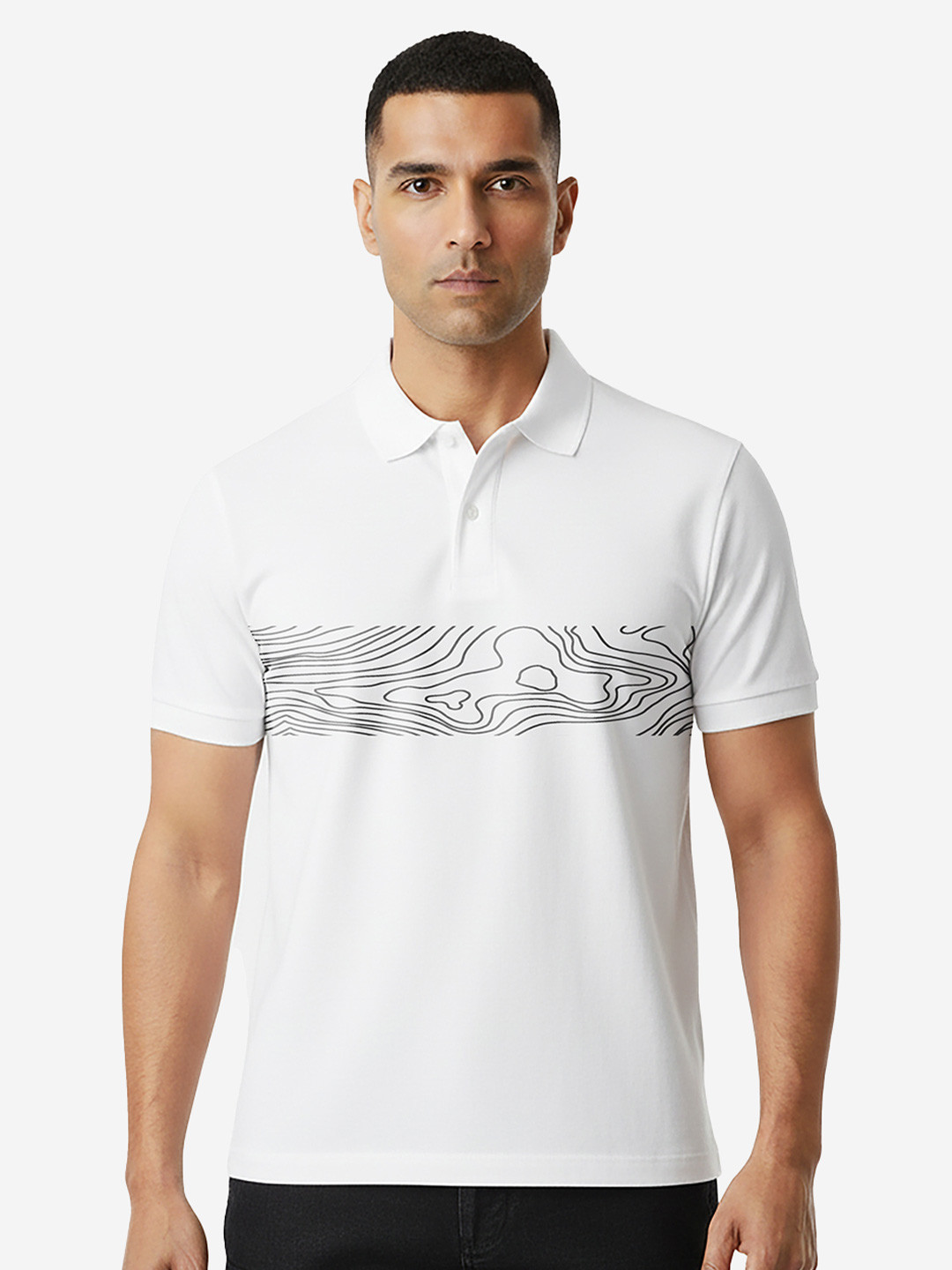 DEPLOYED Graphic Printed Polo Collar Cotton T-shirt