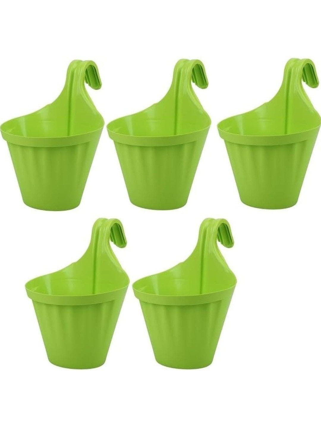 DERVINO 5 Pieces Green Hanging Railing Pots Planters