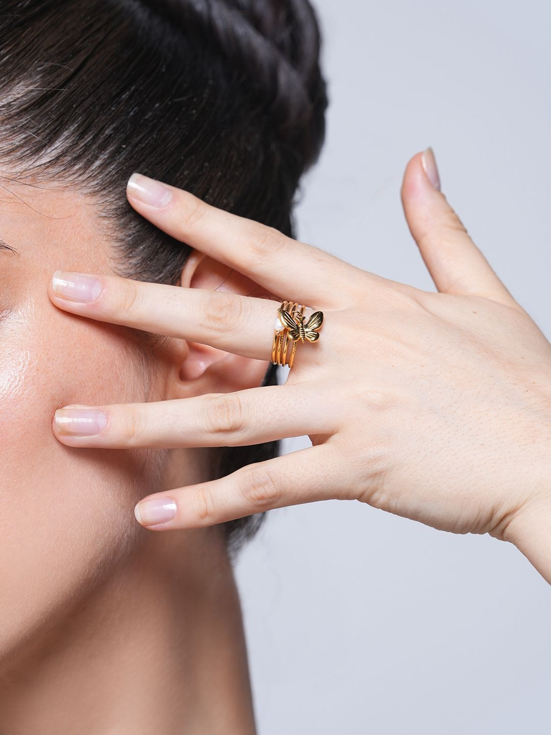 CAO Jewellery Women Butterfly Charm Open Finger Ring