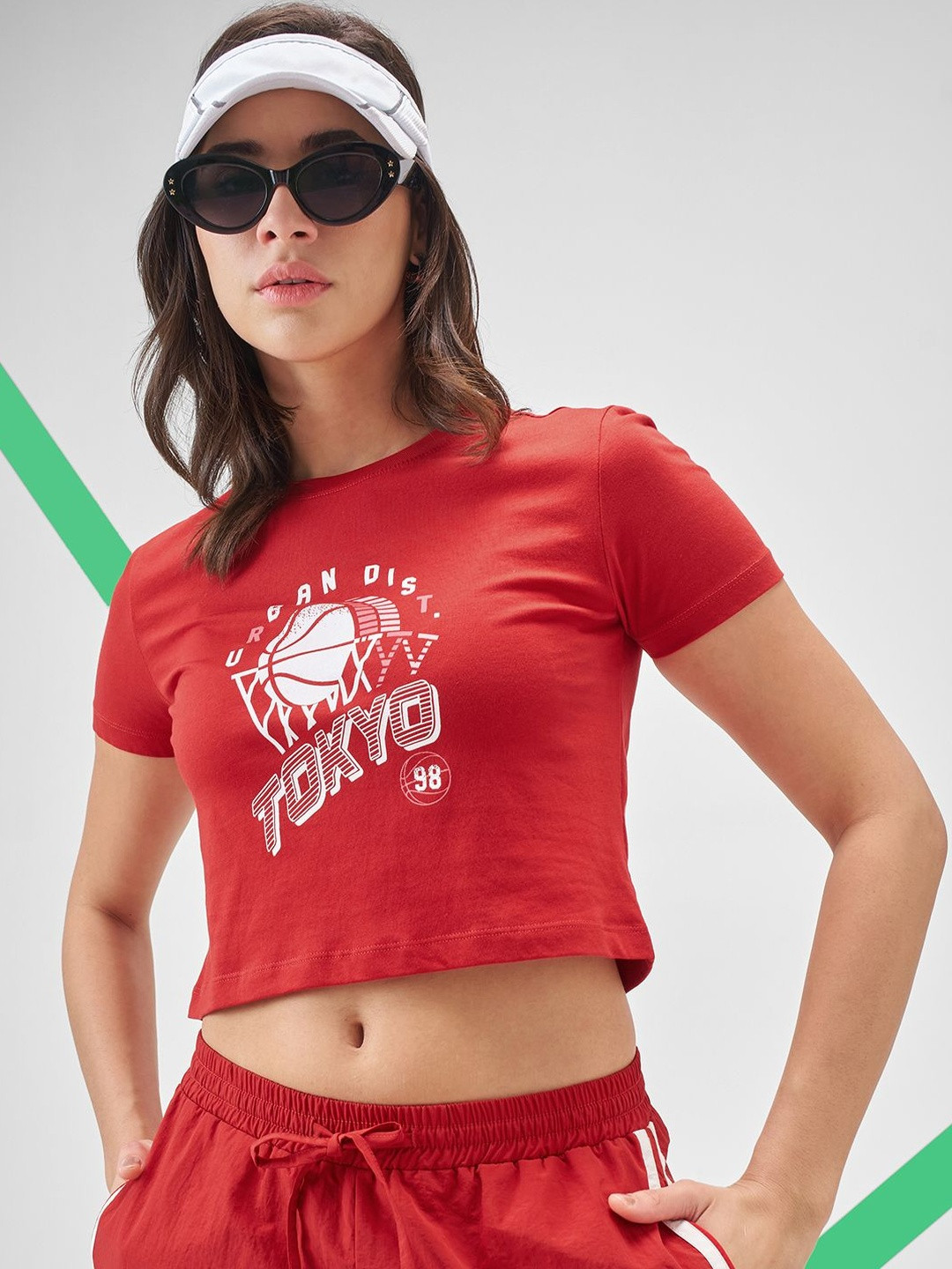 Street By Tokyo Talkies Women Printed Round Neck Short Sleeve Crop T-shirt