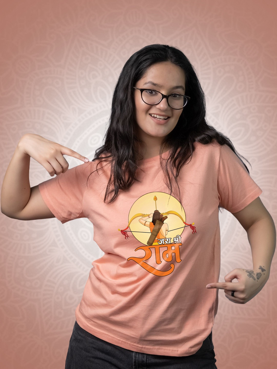 Tedhi Medhi Family Women Printed Short Sleeves Round Neck Regular Fit T-shirt