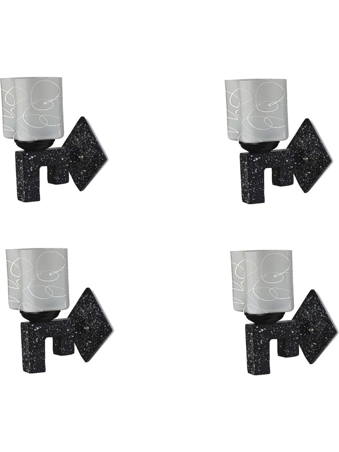 SOMIL White & Black Printed Wood Wall Lamp