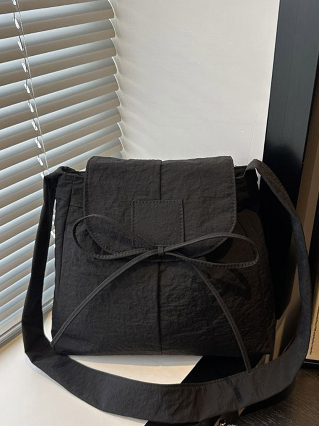 StyleCast x Revolte Solid Bow Detail Water Resistant Medium Structured Shoulder Bag