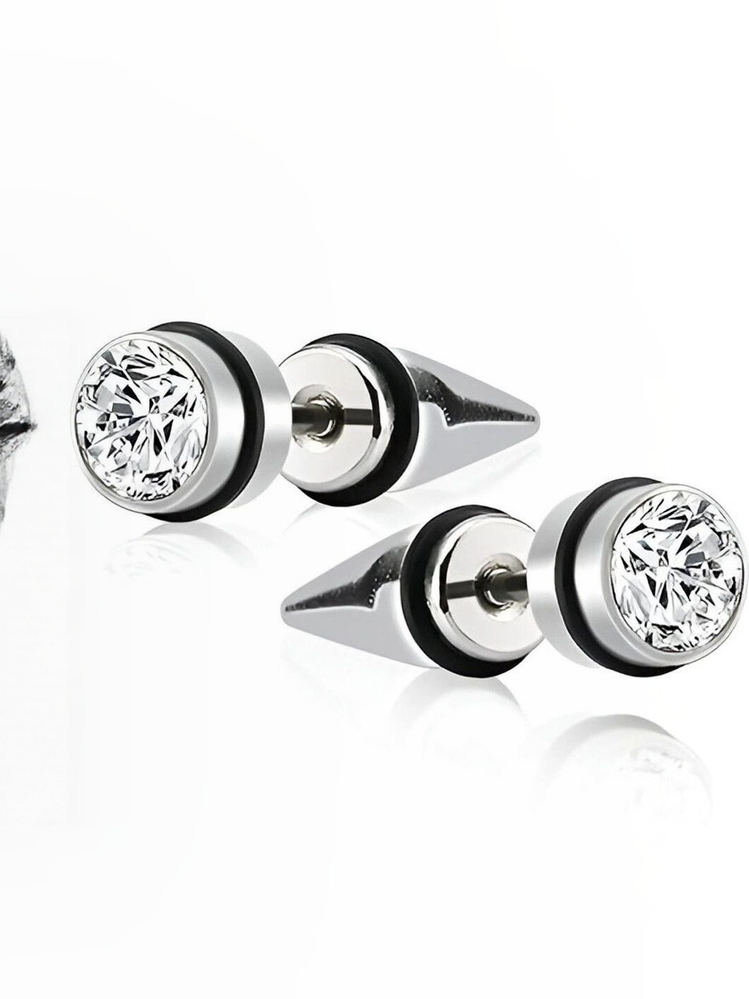 JaiShree Jewels Men Silver-Plated Circular Shaped Studs
