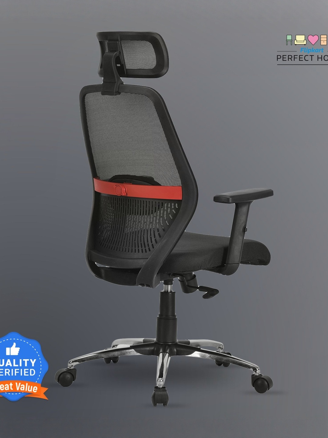 FUGO Black Ergonomic Adjustable Office Arm Chair