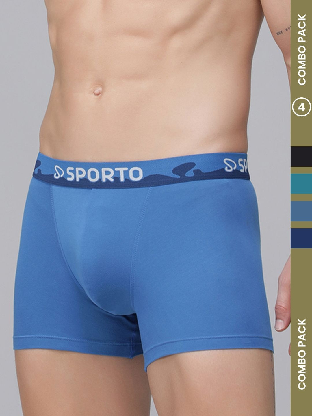 MACHO Pack Of 4 Outer Elastic Short Cotton Trunks