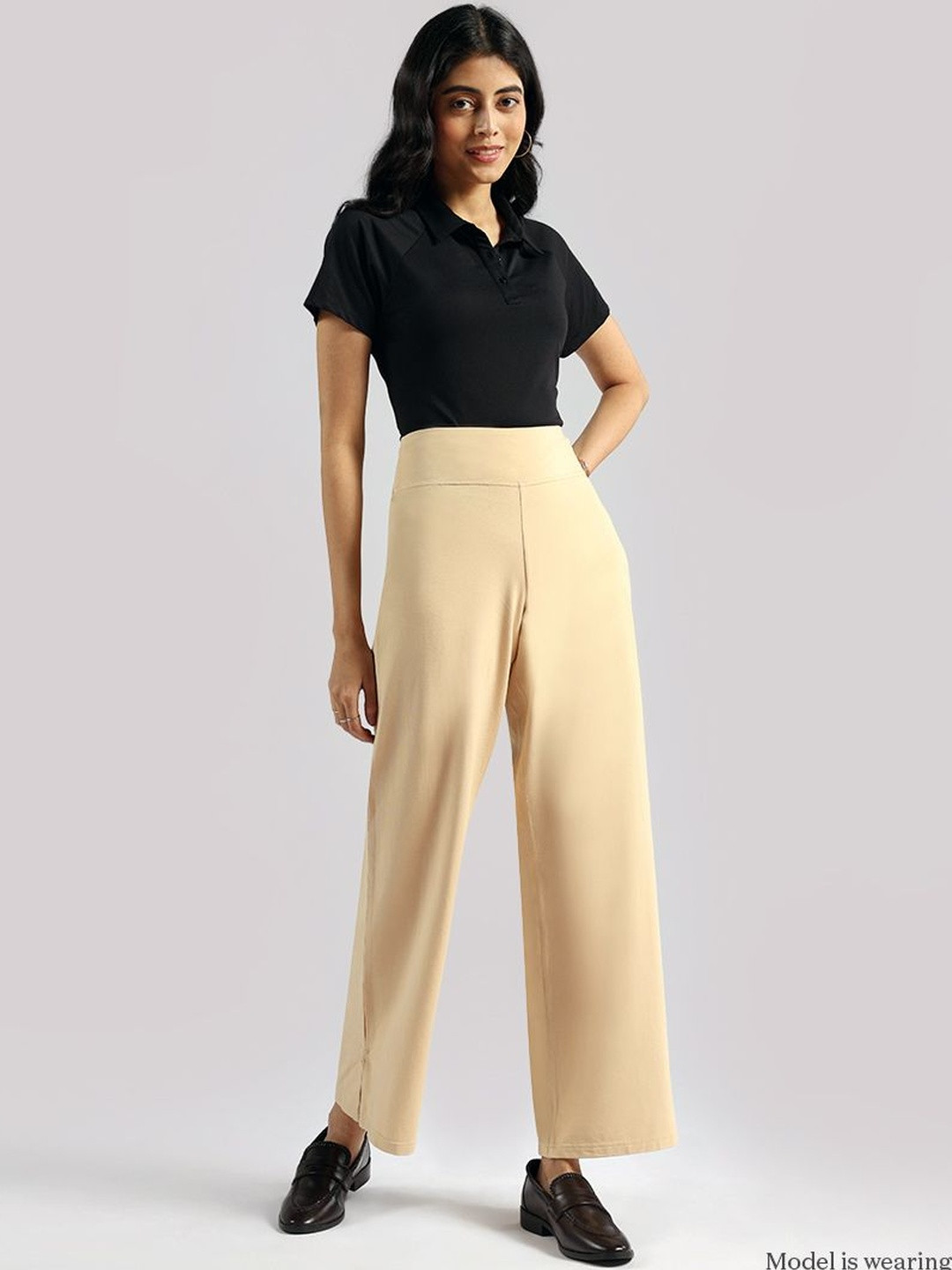 Blissclub Women Relaxed High-Rise Cotton Wide Leg Chinos