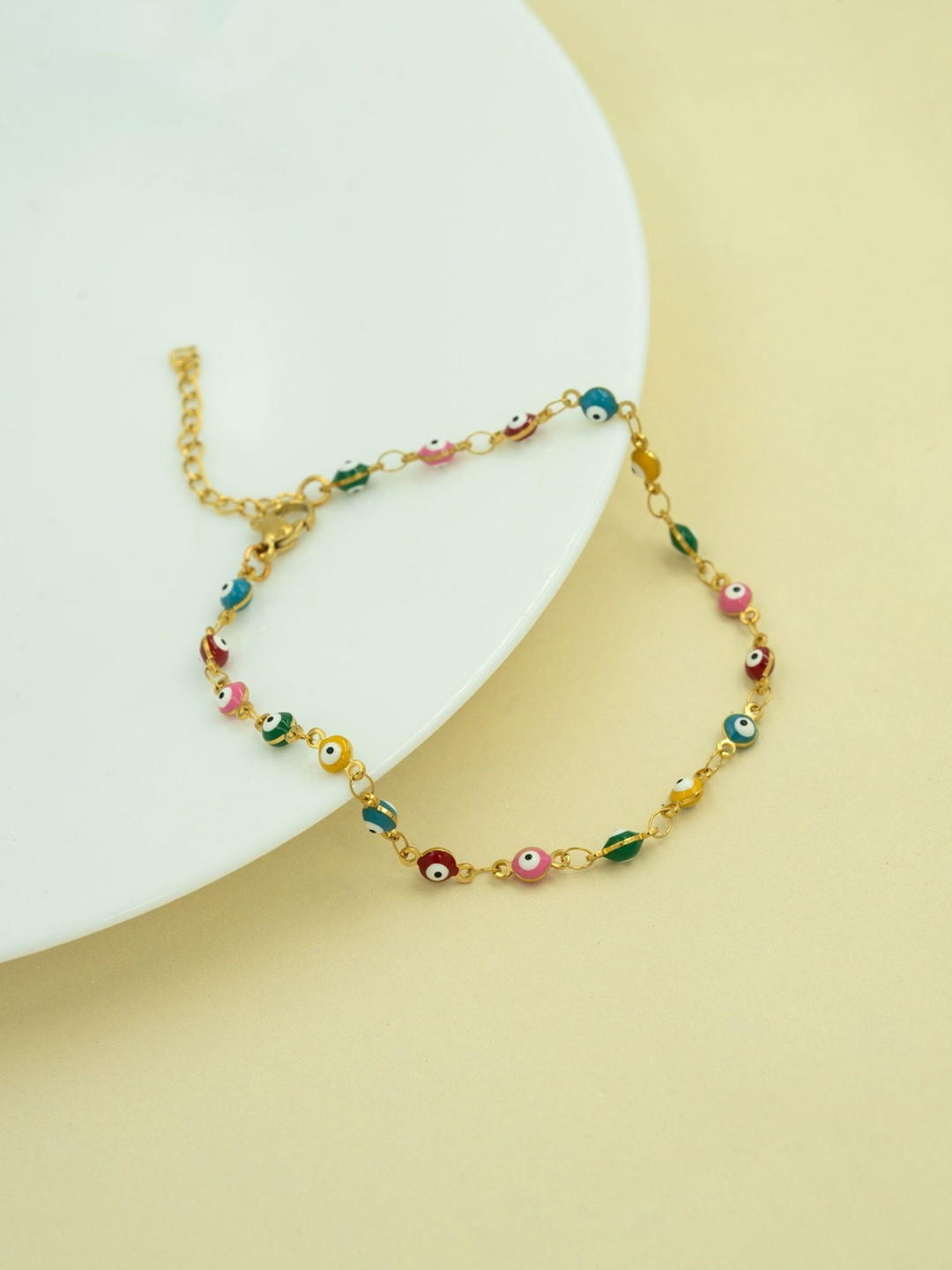 ARTKLIM Stainless Steel Gold-Plated  Evil Eye Beaded Anti Tarnish Anklet