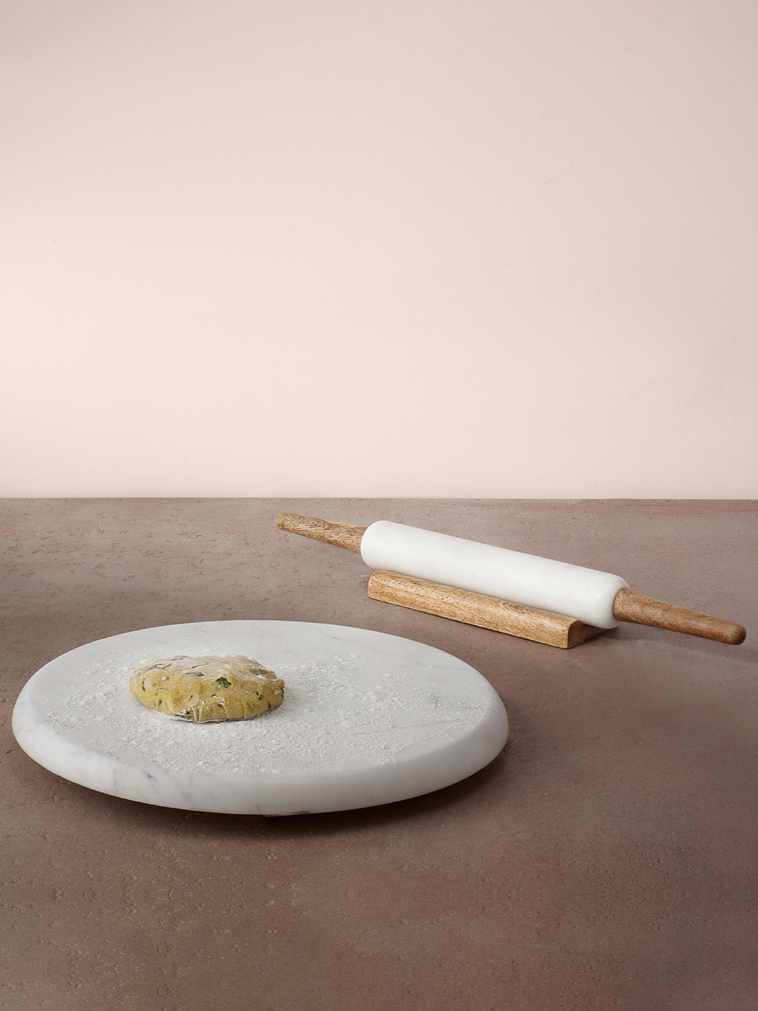 ellementry White Marble Chakla Belan Set