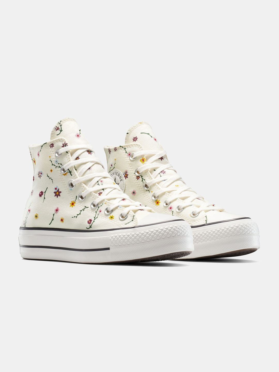 Converse Women Embroidered Lace-Ups Rubber High-Top Sneakers