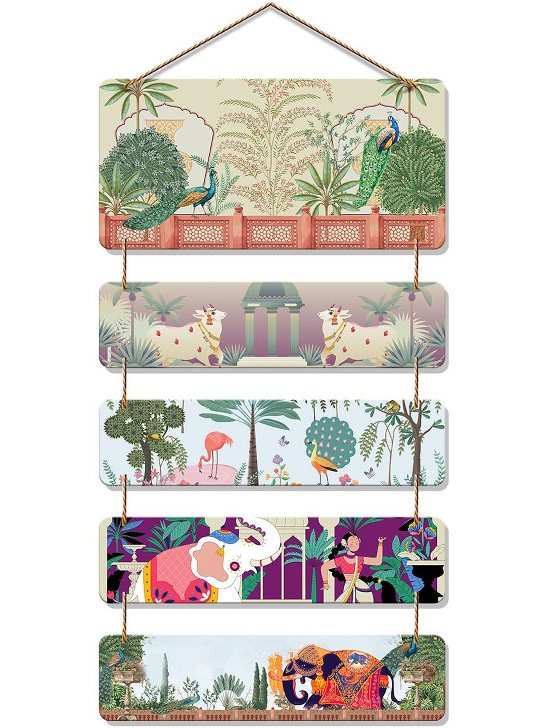 ArtVibes White & Green Folk Art Wooden Wall Decor