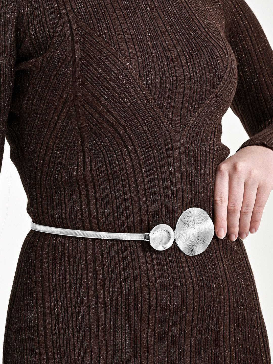 Kazo Women Metallic Elasticated Thin Belt