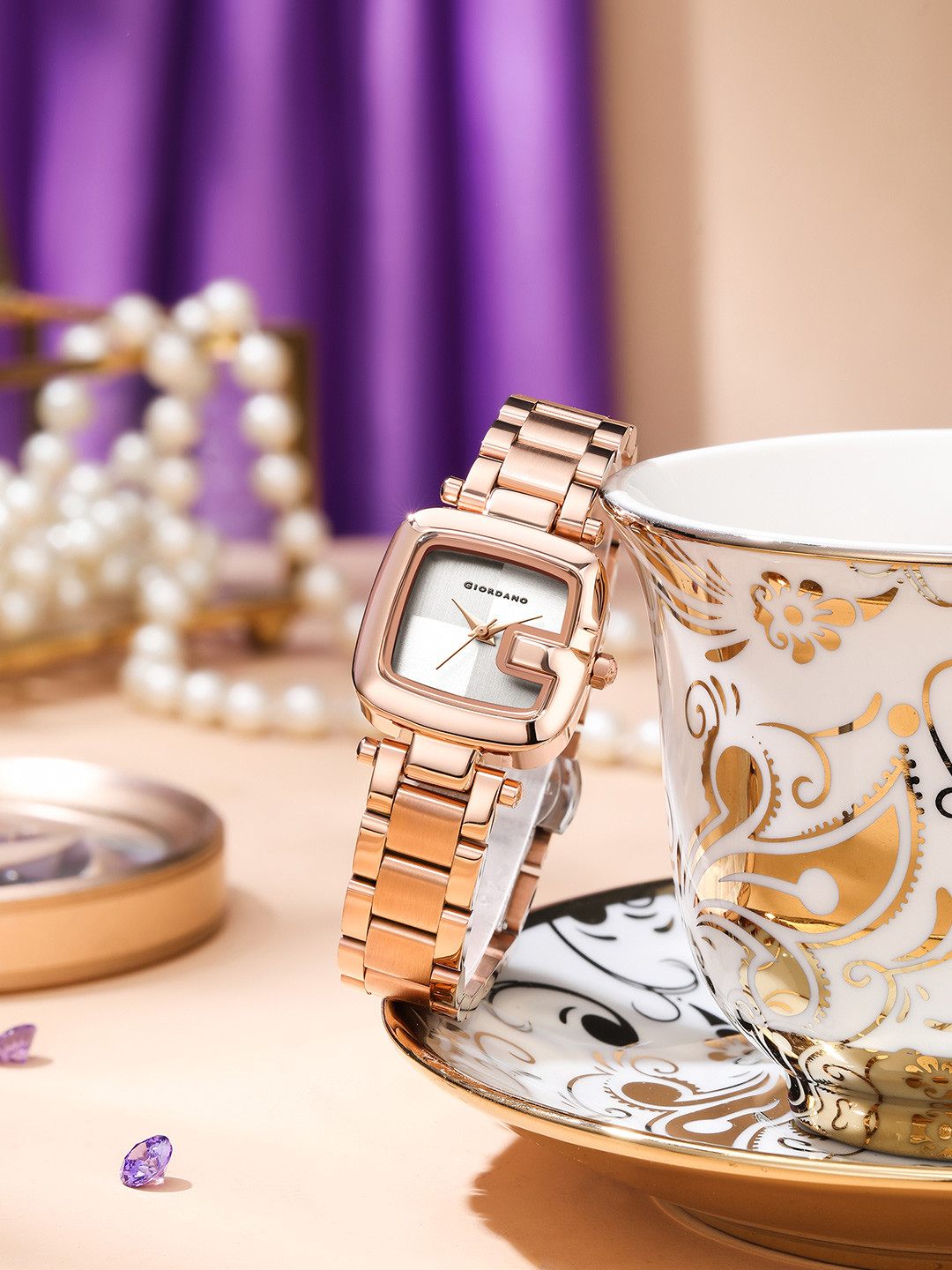 GIORDANO Women Printed Dial & Stainless Steel Straps Watch GZ-60107-22