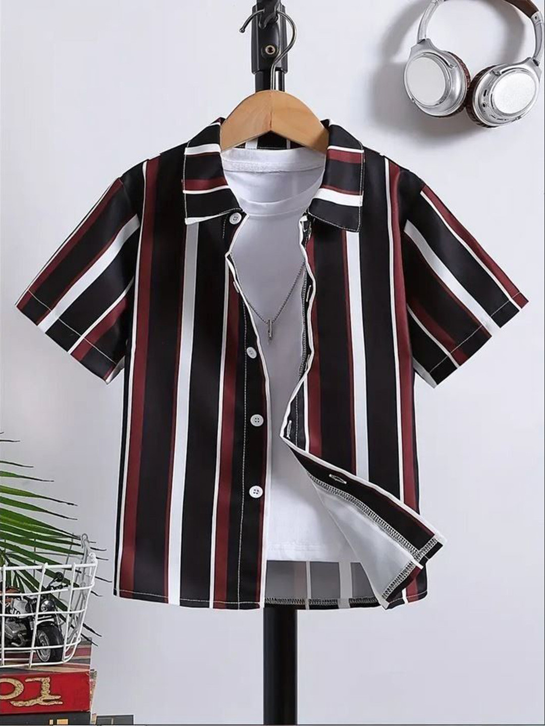 Maitri Fashion Unisex Pack of 2 Vertical Striped Cotton Casual Shirts