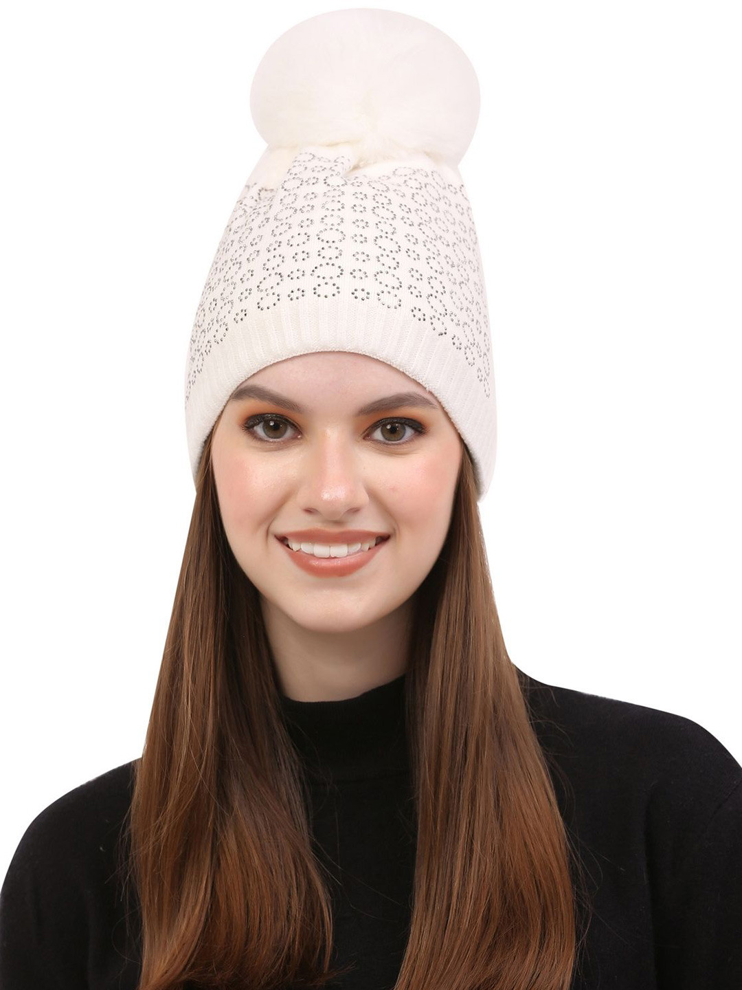 Moda Rapido Women Off White Wool Beanie Cap