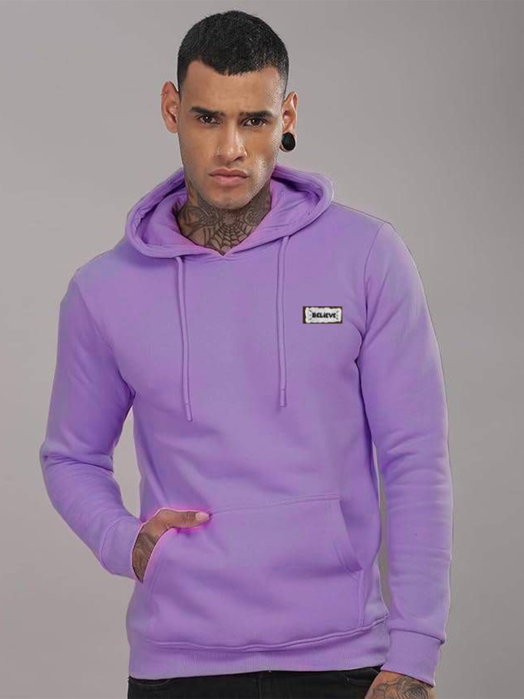 fashlook Men Solid Hooded Long Sleeve Pullover Sweatshirt