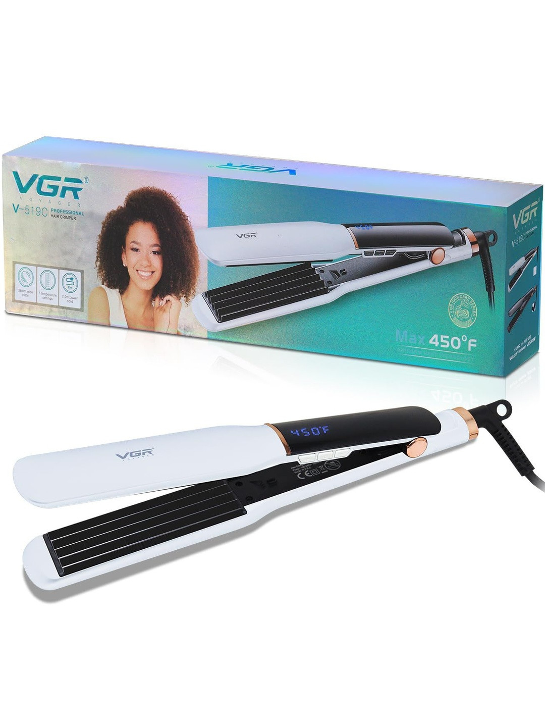 VGR V-519C Professional Hair Crimper With 7 Temperature settings - Black