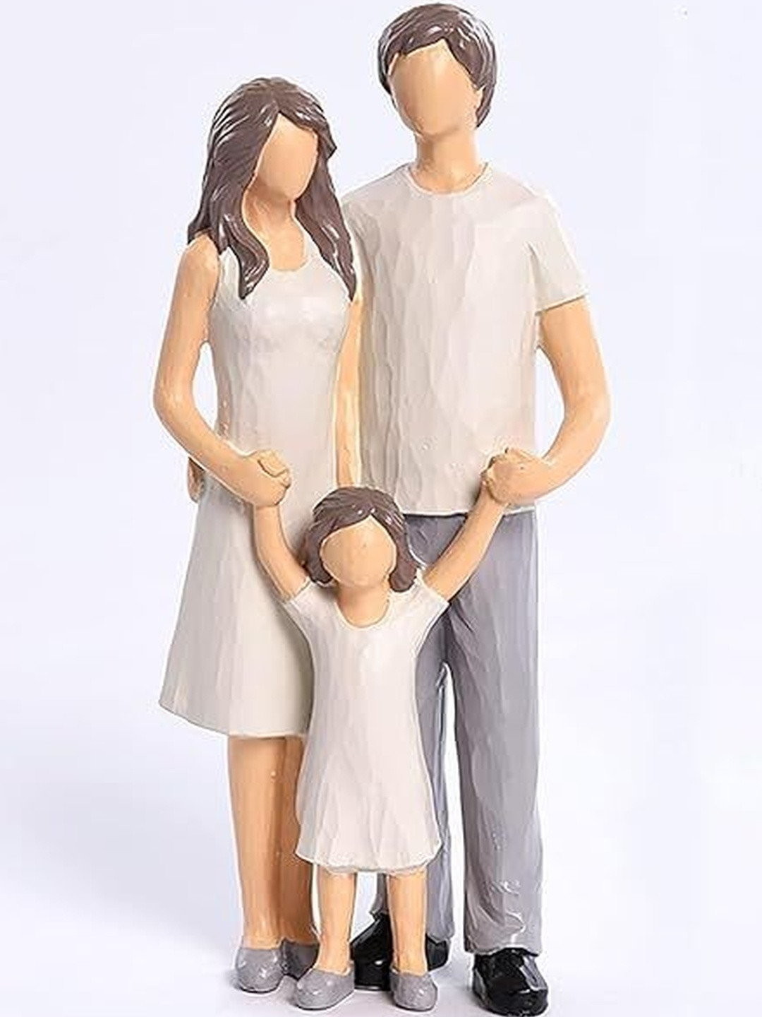 THE SACRED GIFTS White & Beige Family of 3 Showpiece