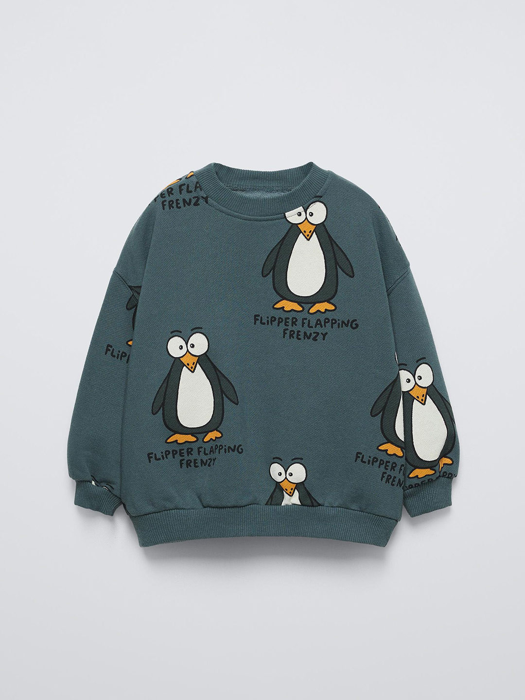 Alan Jones Kids Penguin Print Oversized Sweatshirt