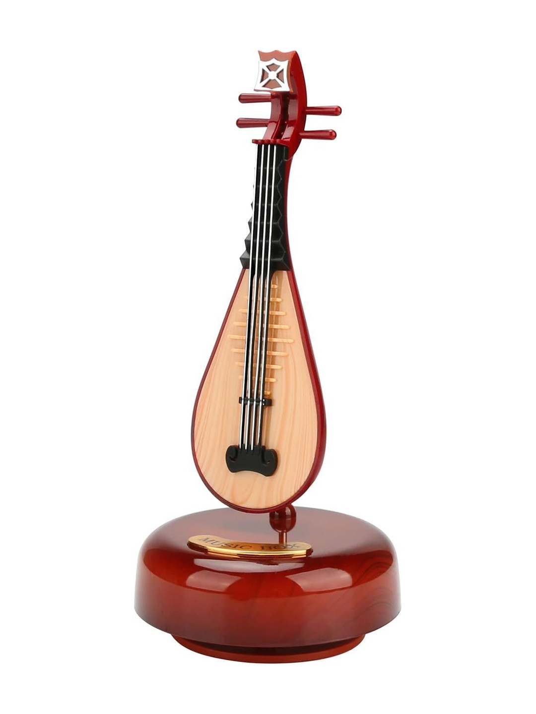 AUGEN Beige & Red Pipa Music Box Wooden Showpiece