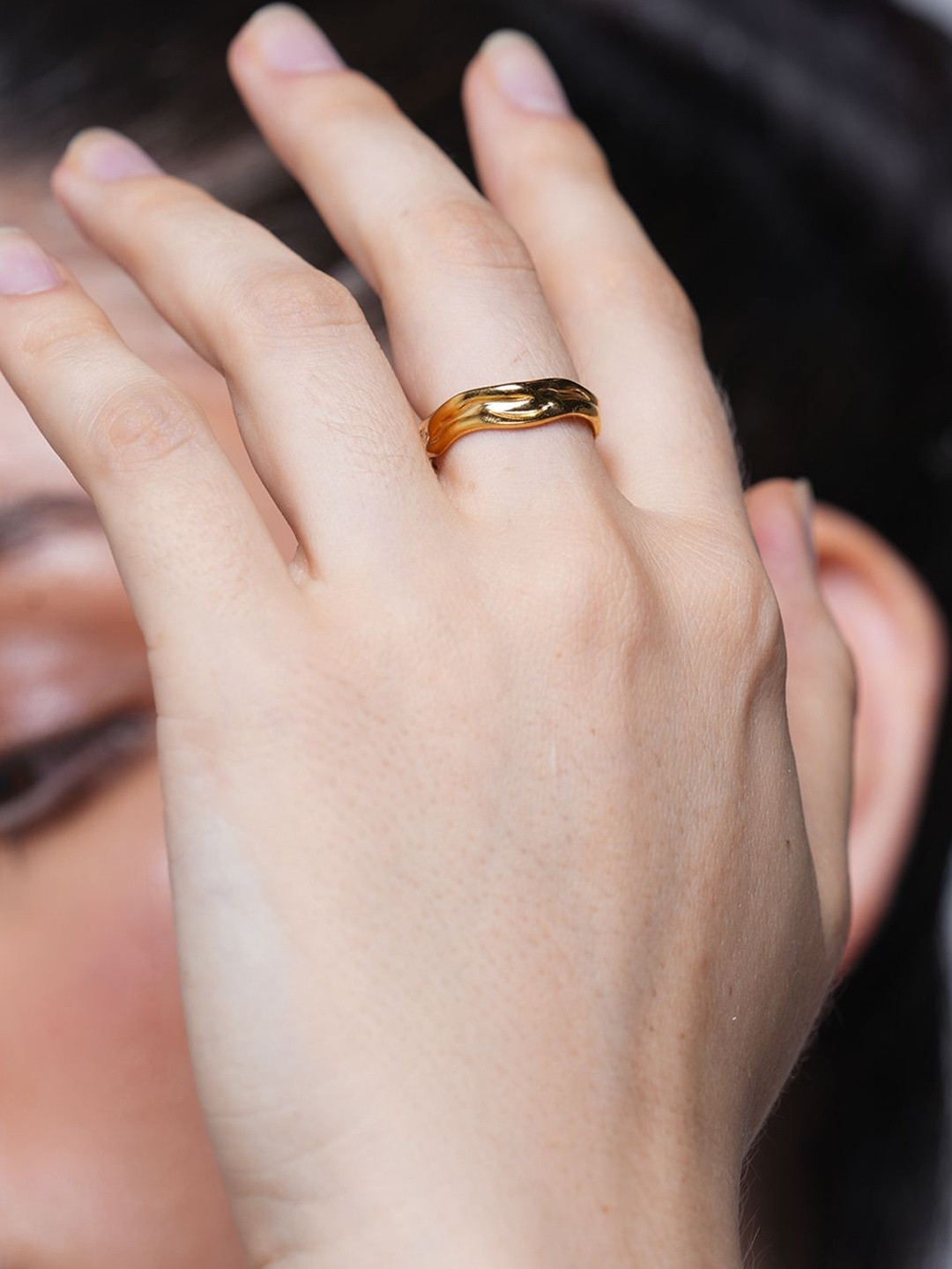 CAO Jewellery Irregular Wave Opening Stainless Steel Finger Ring