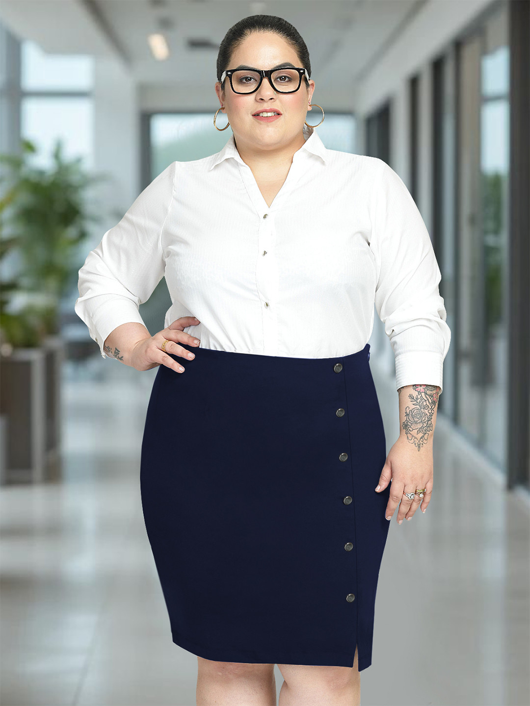 wild U Plus Size Extra Stretch Formal Skirt