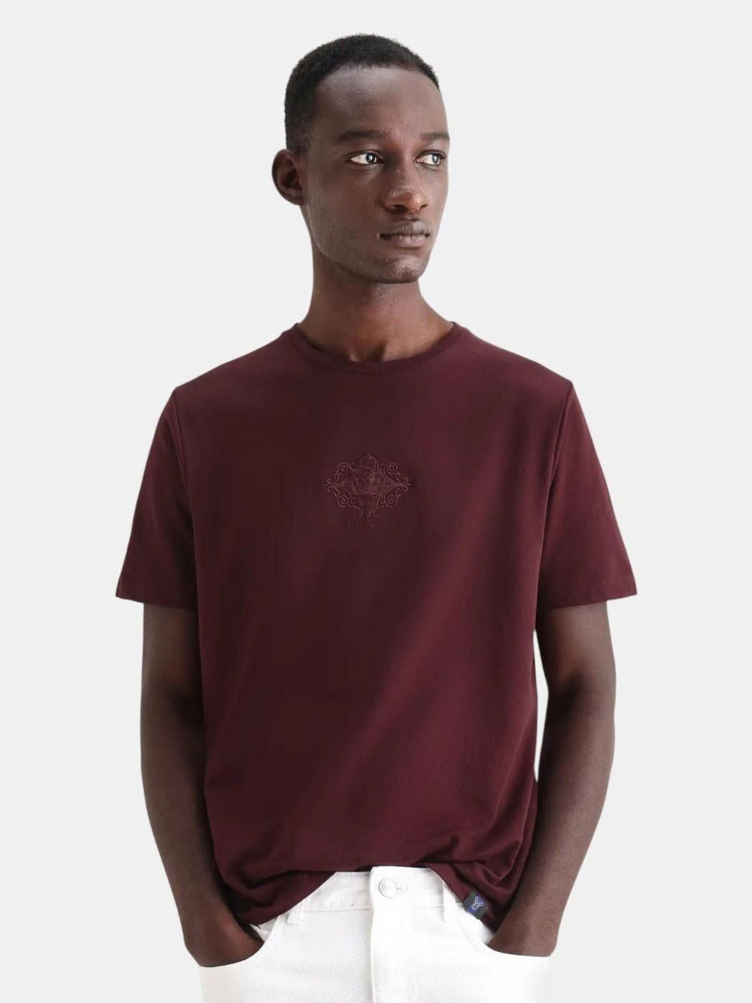 RARE RABBIT Men Self Design T-shirt