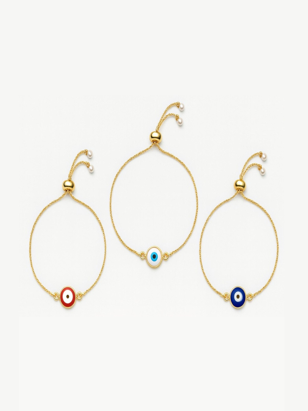 ARISTAL Jewellery Kids Pack Of 3 Gold-Plated Evil Eye Charm Alloy Link Bracelets